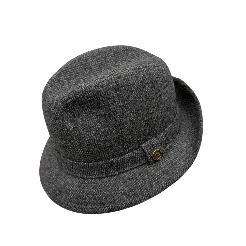 Pendleton Hat Mens 7 Grey Tweed Wool Fedora Trillby Vintage Made in USA Union